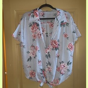 Floral Tie-Front Crop Top